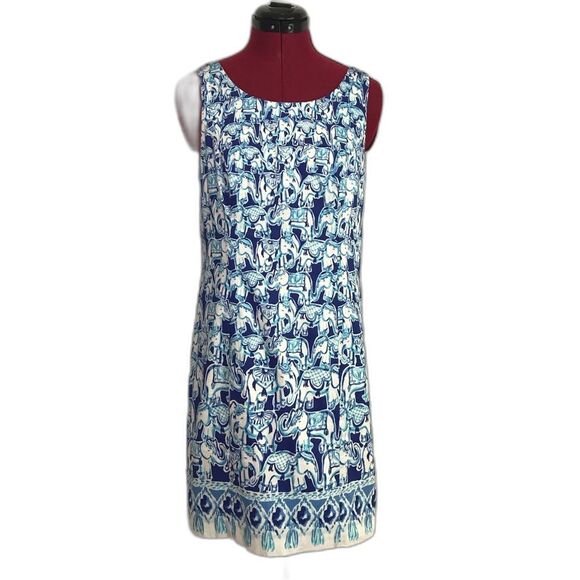 Lilly Pulitzer Cathy Shift Dress Women's Size 4 Bomber Blue Get Trunky - Picture 13 of 15